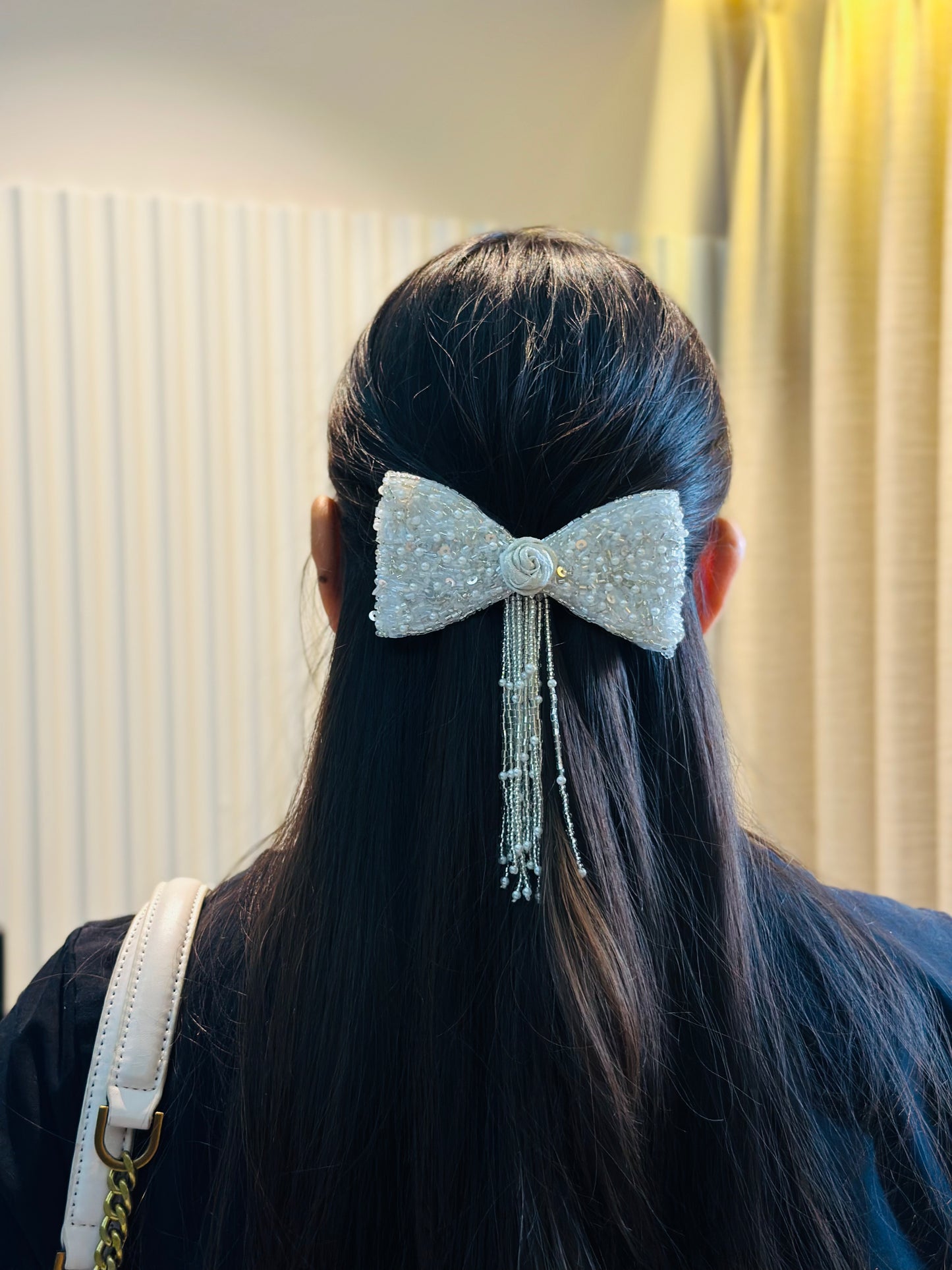 Ivory pearl fall bow