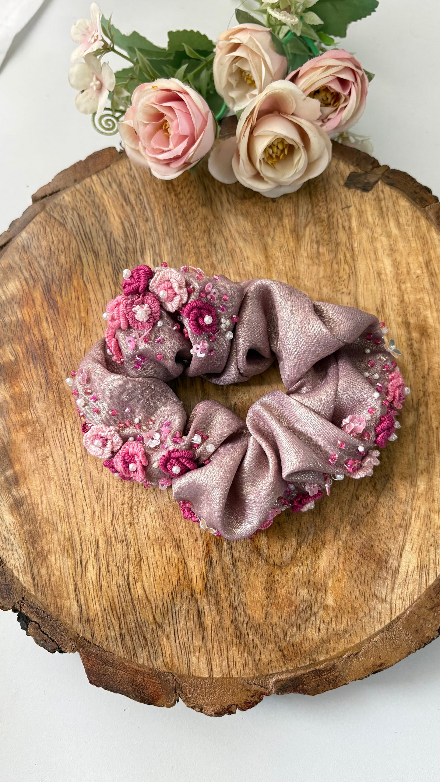 Pink glow scrunchie