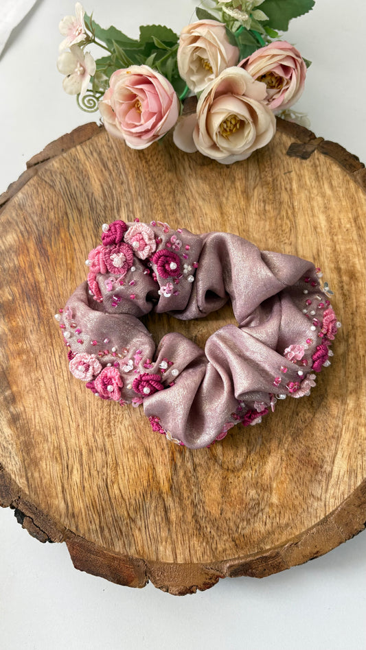Pink glow scrunchie