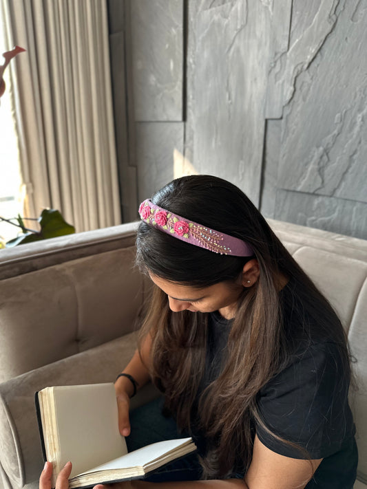 Lavender rosette hair band