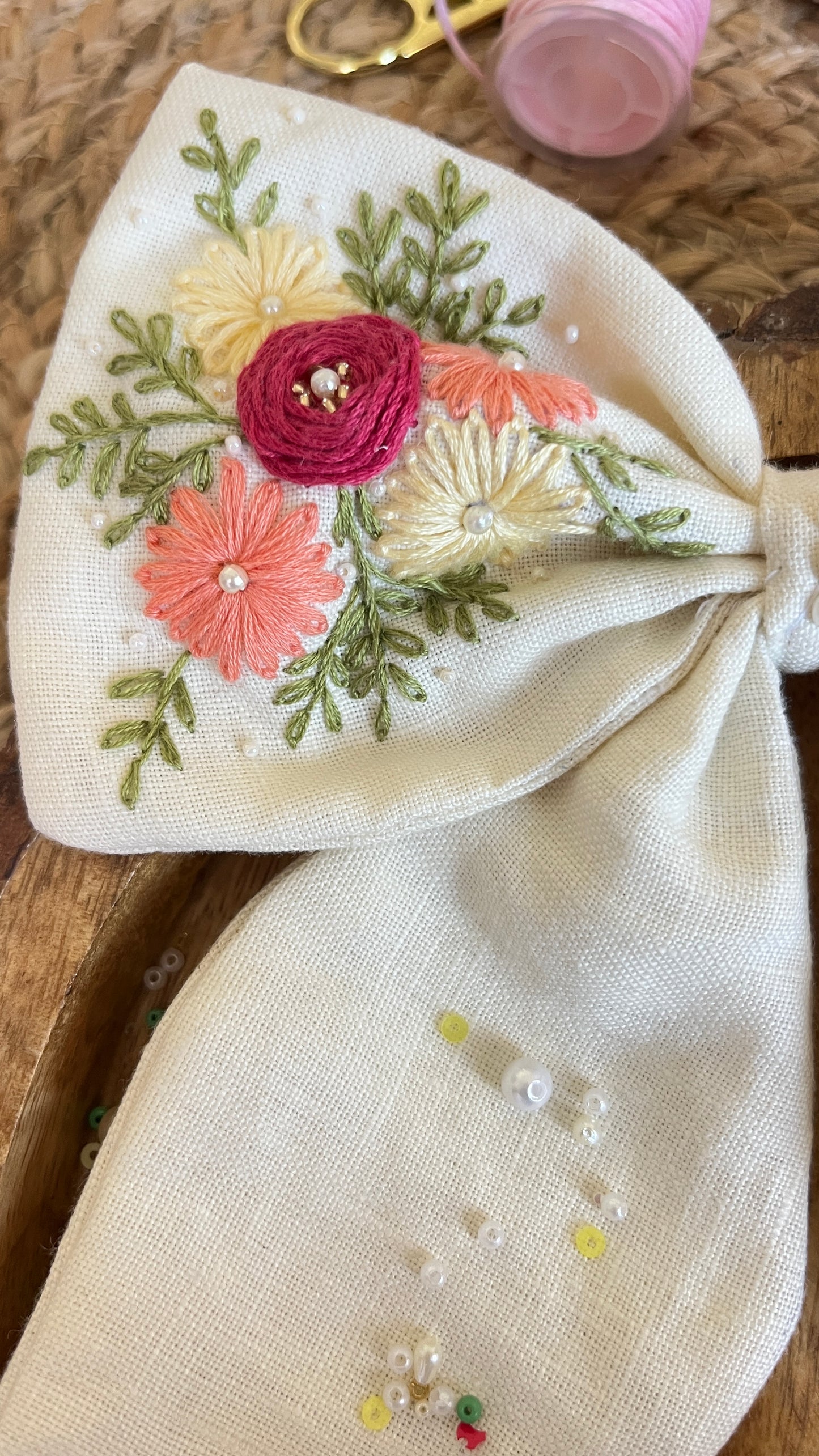 embroidered bow