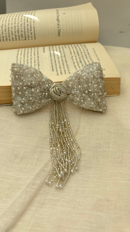 Ivory pearl fall bow